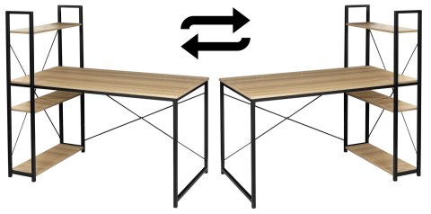 Biurko loftowe z półkami z nadstawką TROSA MODERN OAK Biurko loftowe z półkami z nadstawką TROSA MODERN OAK