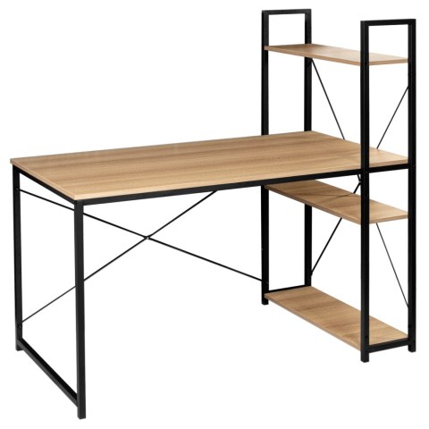 Biurko loftowe z półkami z nadstawką TROSA MODERN OAK Biurko loftowe z półkami z nadstawką TROSA MODERN OAK