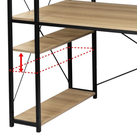 Biurko loftowe z półkami z nadstawką TROSA MODERN OAK Biurko loftowe z półkami z nadstawką TROSA MODERN OAK