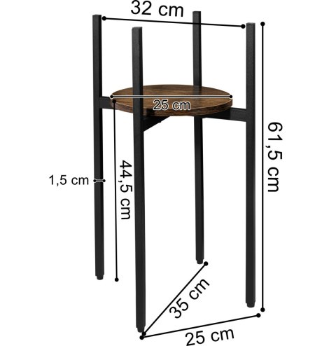 Kwietnik metalowy loftowy czarny TORRE RUSTIC 60 cm Kwietnik metalowy loftowy czarny TORRE RUSTIC 60 cm
