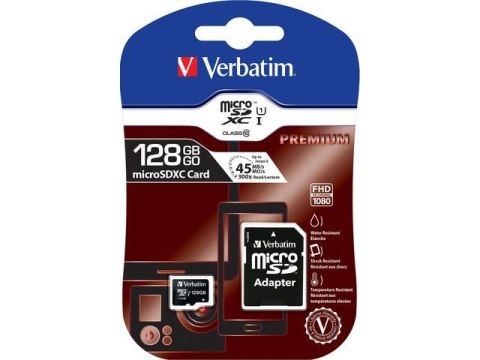 Karta pamięci MicroSDXC Verbatim 128GB Class 10 + adapter Karta pamięci MicroSDXC Verbatim 128GB Class 10 + adapter