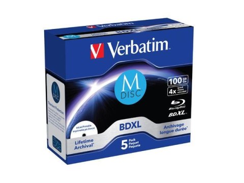 M-DISC BD-R Verbatim 100GB X4 Printable (5 Jewel Case) M-DISC BD-R Verbatim 100GB X4 Printable (5 Jewel Case)