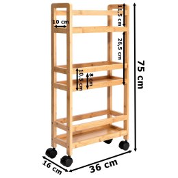 Regał na kółkach INAKI 3 poziomy natural