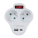 ESPERANZA ROZGAŁĘŹNIK ELEKTRYCZNY 2 GN. USB-C USB-A WŁ. BIAŁY ELK311W