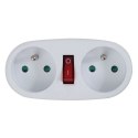ESPERANZA ROZGAŁĘŹNIK ELEKTRYCZNY 2 GNIAZDA Z WYŁĄCZNIKIEM BIAŁY ELK306W