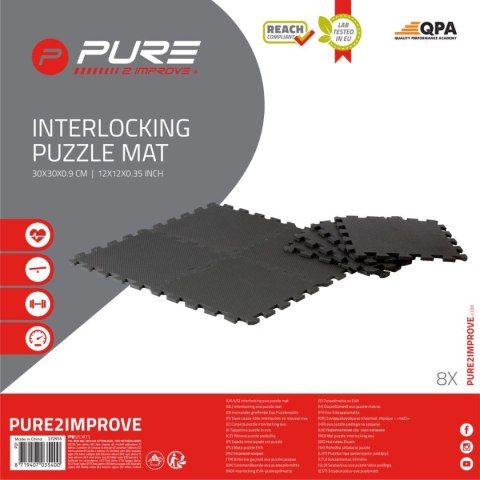 MATA PUZZLE POD SPRZĘT FITNESS 8SZT 30x30x0,9CM CZARNA PURE 2 IMPROVE MATA PUZZLE POD SPRZĘT FITNESS 8SZT 30x30x0,9CM CZARNA PURE 2 IMPROVE