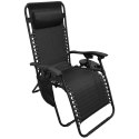 LEŻAK OGRODOWY SKŁADANY WIELOFUNKCYJNY 175X52/65X107CM CZARNY