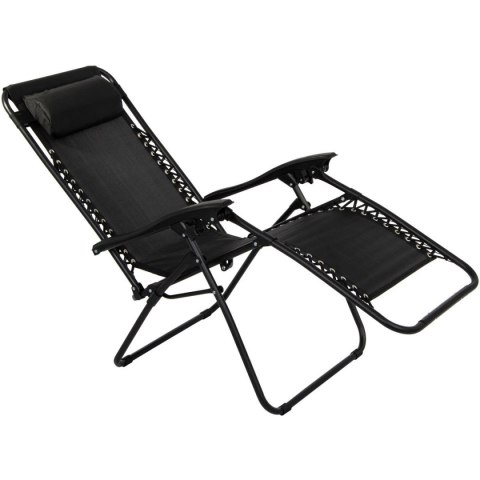 LEŻAK OGRODOWY SKŁADANY WIELOFUNKCYJNY 175X52/65X107CM CZARNY