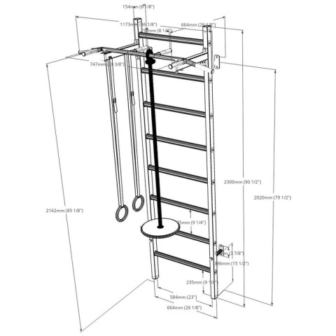 DRABINKA GIMNASTYCZNA DREWNIANO METALOWA Z DREWNIANYM DRĄŻKIEM I AKCESORIAMI BENCHK 221B A076 DRABINKA GIMNASTYCZNA DREWNIANO METALOWA Z DREWNIANYM DRĄŻKIEM I AKCESORIAMI BENCHK 221B A076