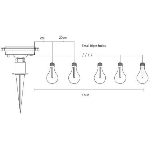 LAMPA SOLARNA OGRODOWA GIRLANDA ŁAŃCUCH SOLARNY 4,9M 40LED CIEPŁY BIAŁY