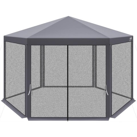 PAWILON OGRODOWY SZEŚCIOKĄTNY 2x2x2x2.5M Z MOSKITIERĄ SZARY