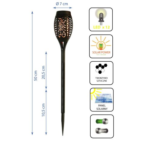 POCHODNIA LAMPA SOLARNA TAŃCZĄCE PŁOMYKI 12 LED SMD 7x7x50CM