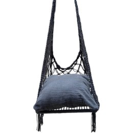 HAMAK AŻUROWY FOTEL WISZĄCY 60x60x115CM Z PODUSZKĄ CIEMNO SZARY