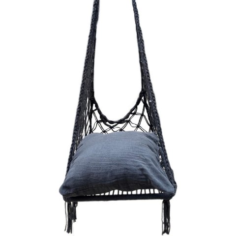 HAMAK AŻUROWY FOTEL WISZĄCY 60x60x115CM Z PODUSZKĄ CIEMNO SZARY