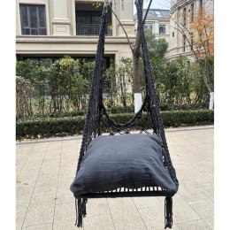 HAMAK AŻUROWY FOTEL WISZĄCY 60x60x115CM Z PODUSZKĄ CIEMNO SZARY