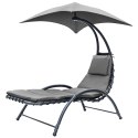 LEŻAK FOTEL Z PARASOLEM BERGAMO 200x125x180CM SZARY