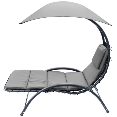 LEŻAK FOTEL Z PARASOLEM BERGAMO 200x125x180CM SZARY