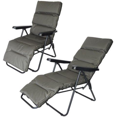 FOTEL OGRODOWY Z PODNÓŻKIEM 57x83x106CM SZARO-ZIELONY