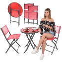 ZESTAW MEBLI BALKONOWYCH STOLIK OKRĄGŁY I 2 SKŁADANE KRZESŁA CZERWONY