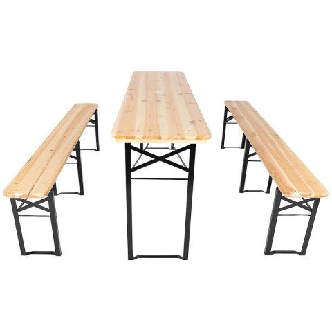 ZESTAW PIKNIKOWY BAROWY DREWNIANY STÓŁ I 2 ŁAWKI
