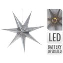 GWIAZDA DEKORACYJNA PAPIEROWA Z PODŚWIETLENIEM LED 60CM SREBRNY GWIAZDA DEKORACYJNA PAPIEROWA Z PODŚWIETLENIEM LED 60CM SREBRNY