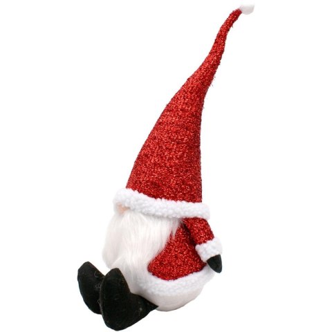 BROKATOWY SKRZAT GNOM DEKORACYJNY 50CM CZERWONY