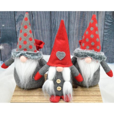 MIKOŁAJEK DEKORACYJNY Z WORKIEM NA PREZENT 20CM CZERWONY