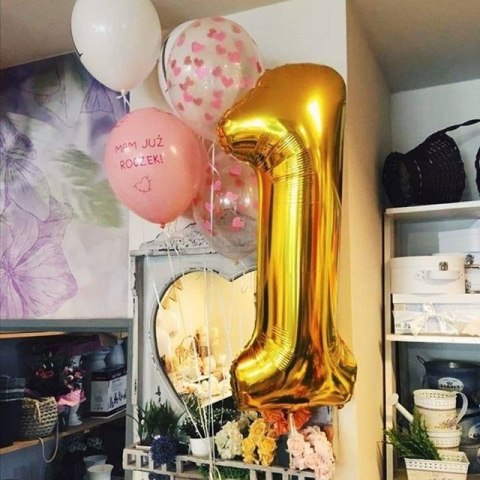 Balon foliowy Cyfra 1, 86cm, złoty Balon foliowy Cyfra 1, 86cm, złoty