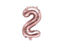 Balon foliowy Cyfra '2', 35cm, różowe złoto