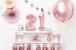 Balon foliowy Cyfra '2', 35cm, różowe złoto