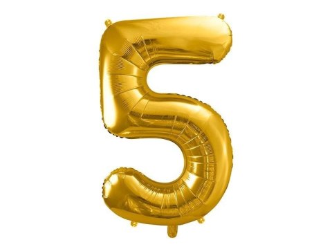 Balon foliowy Cyfra 5, 86cm, złoty Balon foliowy Cyfra 5, 86cm, złoty
