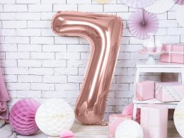 Balon foliowy Cyfra '7', 86cm, różowe złoto