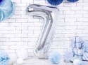 Balon foliowy Cyfra 7 srebrna, 86cm