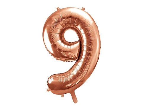 Balon foliowy Cyfra '9', 86cm, różowe złoto Balon foliowy Cyfra '9', 86cm, różowe złoto