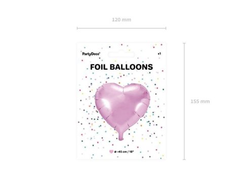 Balon foliowy Serce Jasny Róż, 45cm Balon foliowy Serce Jasny Róż, 45cm