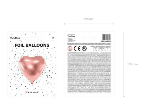 Balon foliowy Serce Rose Gold, 45cm, różowe złoto Balon foliowy Serce Rose Gold, 45cm, różowe złoto
