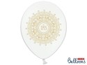 Balony lateksowe IHS na Komunię Świętą, 30cm, Białe Metaliczne (1 op. / 6 szt.)