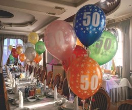 Balony lateksowe z Cyfrą '40', 30cm, Metaliczne, mix różne kolory (1 op. / 6 szt.)