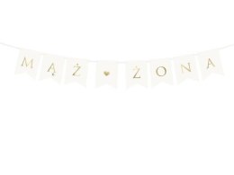 Baner Mąż Żona, na wesele, biały, 15 x 110 cm