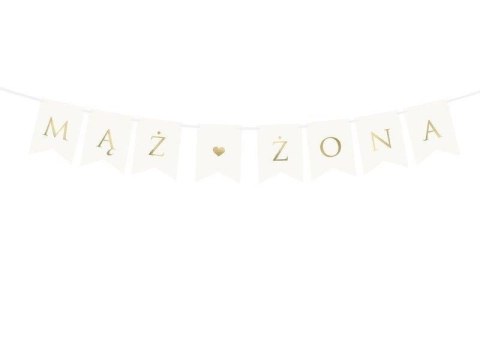 Baner Mąż Żona, na wesele, biały, 15 x 110 cm Baner Mąż Żona, na wesele, biały, 15 x 110 cm