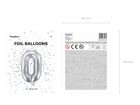 Balon foliowy Cyfra 6, 35cm, srebrny Balon foliowy Cyfra 6, 35cm, srebrny
