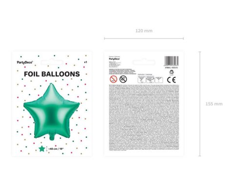 Balon foliowy Gwiazda, zielona 48cm Balon foliowy Gwiazda, zielona 48cm