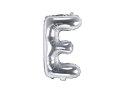 Balon foliowy Litera E, 35cm, Srebrna