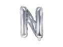Balon foliowy Litera N, 35cm, Srebrna