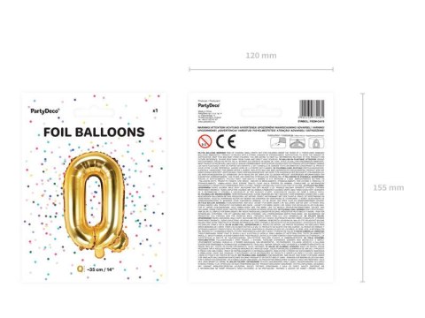 Balon foliowy Litera Q Ó 35cm, Złota Balon foliowy Litera Q Ó 35cm, Złota