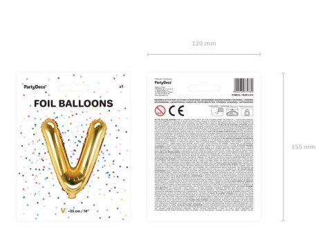 Balon foliowy Litera V 35cm, Złota Balon foliowy Litera V 35cm, Złota