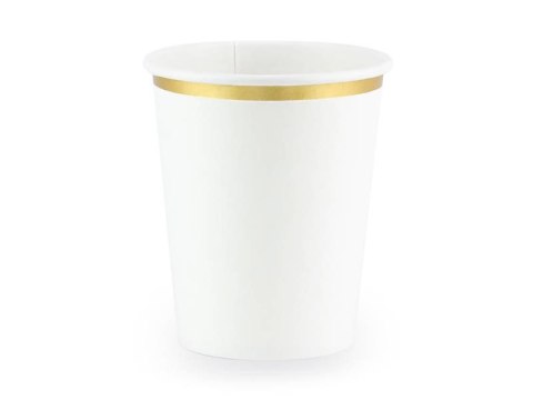Kubeczki, białe ze złotą obwódką, 260 ml EU Kubeczki, białe ze złotą obwódką, 260 ml EU