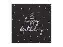 Serwetki urodzinowe czarne, Happy Birthday, 33x33 cm (1 op. / 20 szt.)