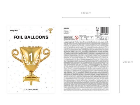 Balon Foliowy Złoty puchar, 64x61cm Balon Foliowy Złoty puchar, 64x61cm