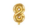 Balon foliowy Cyfra 8, 35cm, złoty